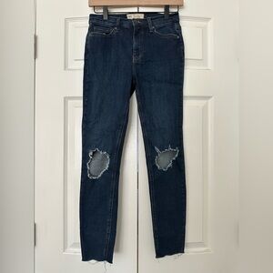 Free People Dark Blue Distressed Skinny Jeans